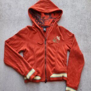 Marithe Francois Girbaud Rare Vintage Y2K Red Orange Zip-Up Hoodie Jacket, L